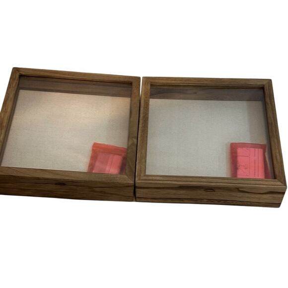 Shadow Box Frame 11x11 Shadow Box Display Case w/ Linen Back Rustic Wood Memory - Picture 3 of 8